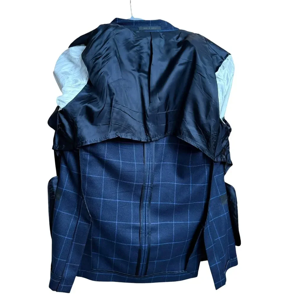 Jack Spade Silk Virgin Wool Windowpane Blazer 42R Lanificio di Pray